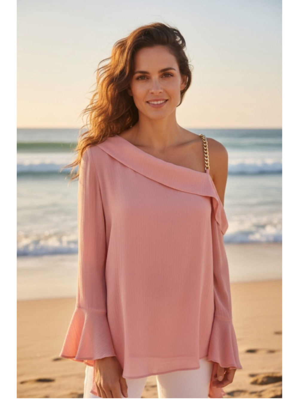 Women's INC International Concepts Blouse Size M Pink One Shoulder
